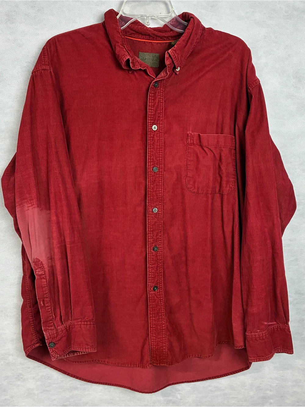 Vintage St. John's Bay Corduroy Red Mens XL Button Up Long Sleeve 90s Y2K Flaw